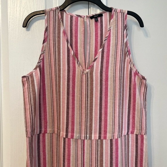 Drew Striped Linen Blend Sleeveless Cropped Jumpsuit Pockets No Drawstring Sz M - Picture 2 of 9